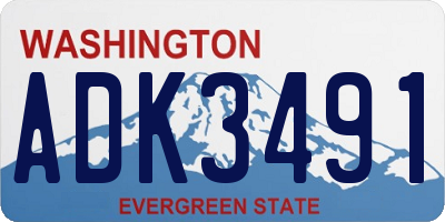 WA license plate ADK3491