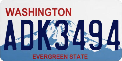 WA license plate ADK3494