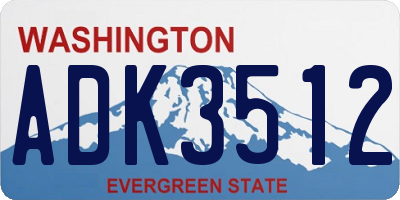 WA license plate ADK3512