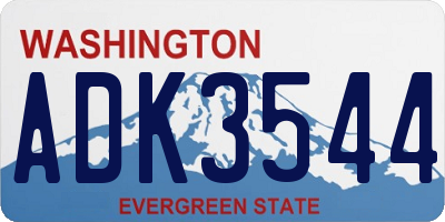 WA license plate ADK3544