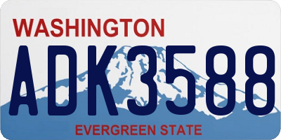 WA license plate ADK3588