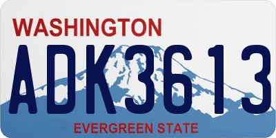 WA license plate ADK3613