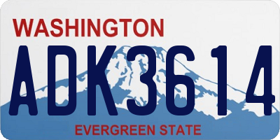WA license plate ADK3614
