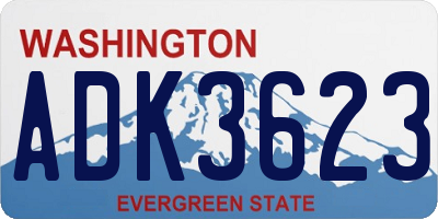 WA license plate ADK3623