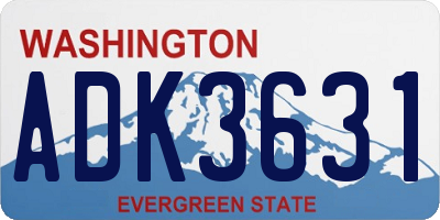 WA license plate ADK3631