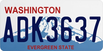 WA license plate ADK3637