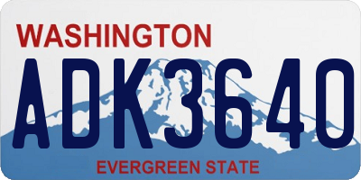 WA license plate ADK3640