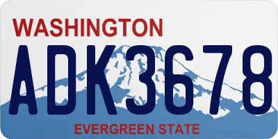 WA license plate ADK3678