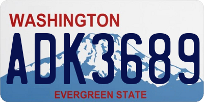 WA license plate ADK3689