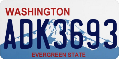 WA license plate ADK3693