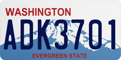 WA license plate ADK3701