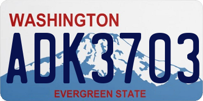 WA license plate ADK3703