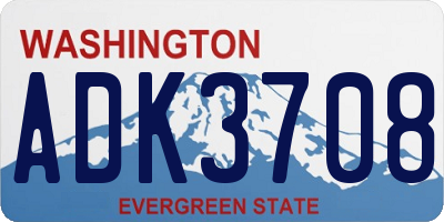 WA license plate ADK3708