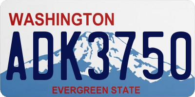 WA license plate ADK3750
