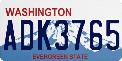 WA license plate ADK3765