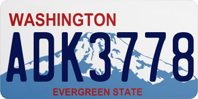 WA license plate ADK3778