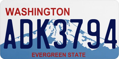 WA license plate ADK3794