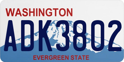 WA license plate ADK3802