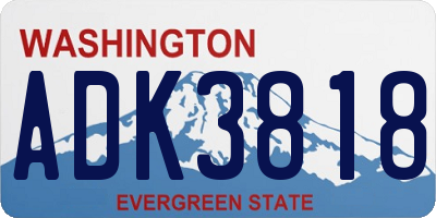 WA license plate ADK3818