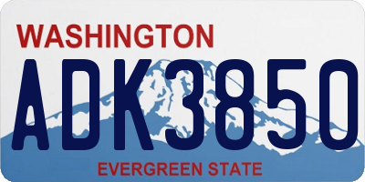 WA license plate ADK3850