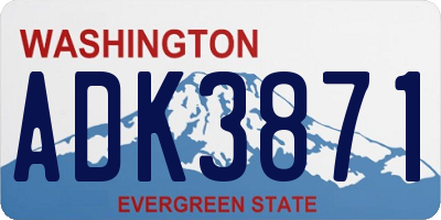 WA license plate ADK3871