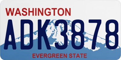 WA license plate ADK3878