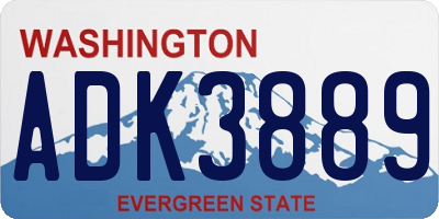 WA license plate ADK3889
