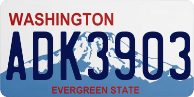 WA license plate ADK3903