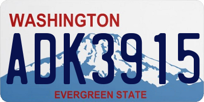 WA license plate ADK3915