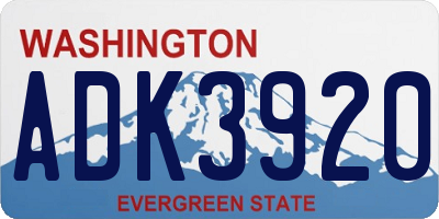 WA license plate ADK3920