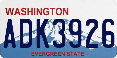 WA license plate ADK3926