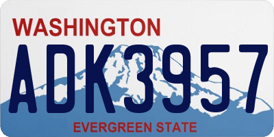 WA license plate ADK3957