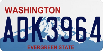 WA license plate ADK3964