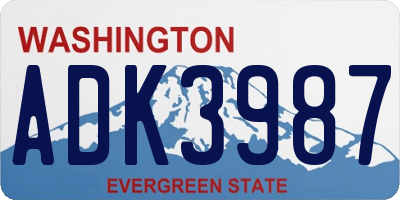 WA license plate ADK3987