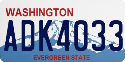 WA license plate ADK4033