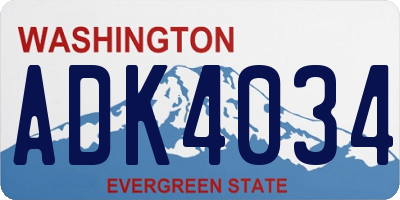WA license plate ADK4034