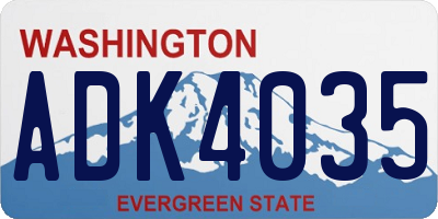 WA license plate ADK4035