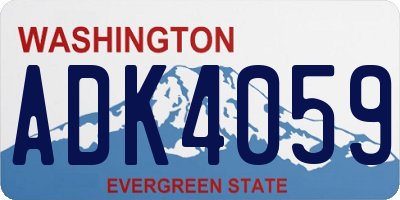 WA license plate ADK4059