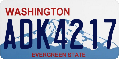 WA license plate ADK4217