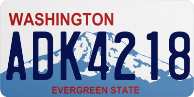 WA license plate ADK4218