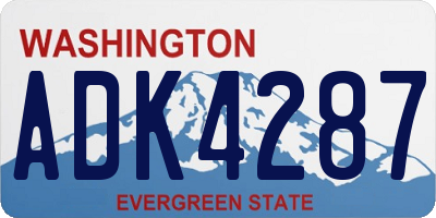 WA license plate ADK4287