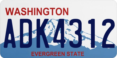 WA license plate ADK4312