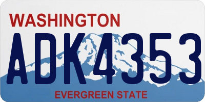 WA license plate ADK4353