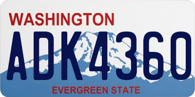 WA license plate ADK4360