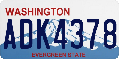 WA license plate ADK4378