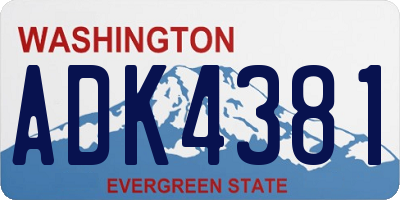 WA license plate ADK4381