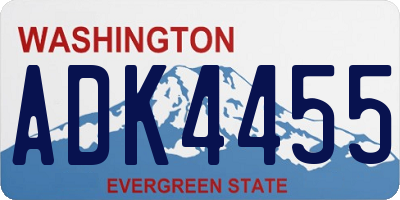 WA license plate ADK4455