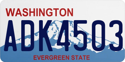 WA license plate ADK4503