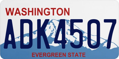 WA license plate ADK4507