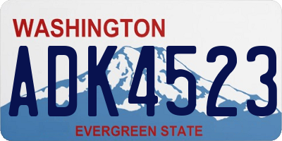 WA license plate ADK4523
